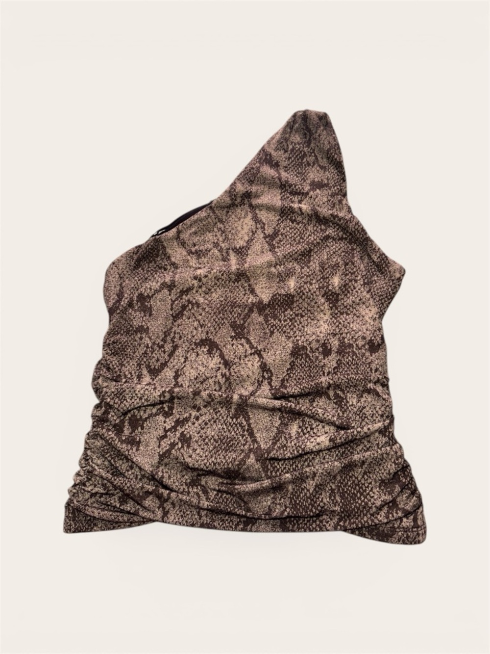 Abercrombie & Fitch Brown Snake-Print One Shoulder Ruched Top Size Small NWT